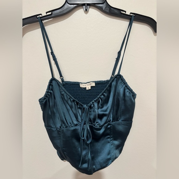 La Hearts Tops - La Hearts Deep Teal Satin Top